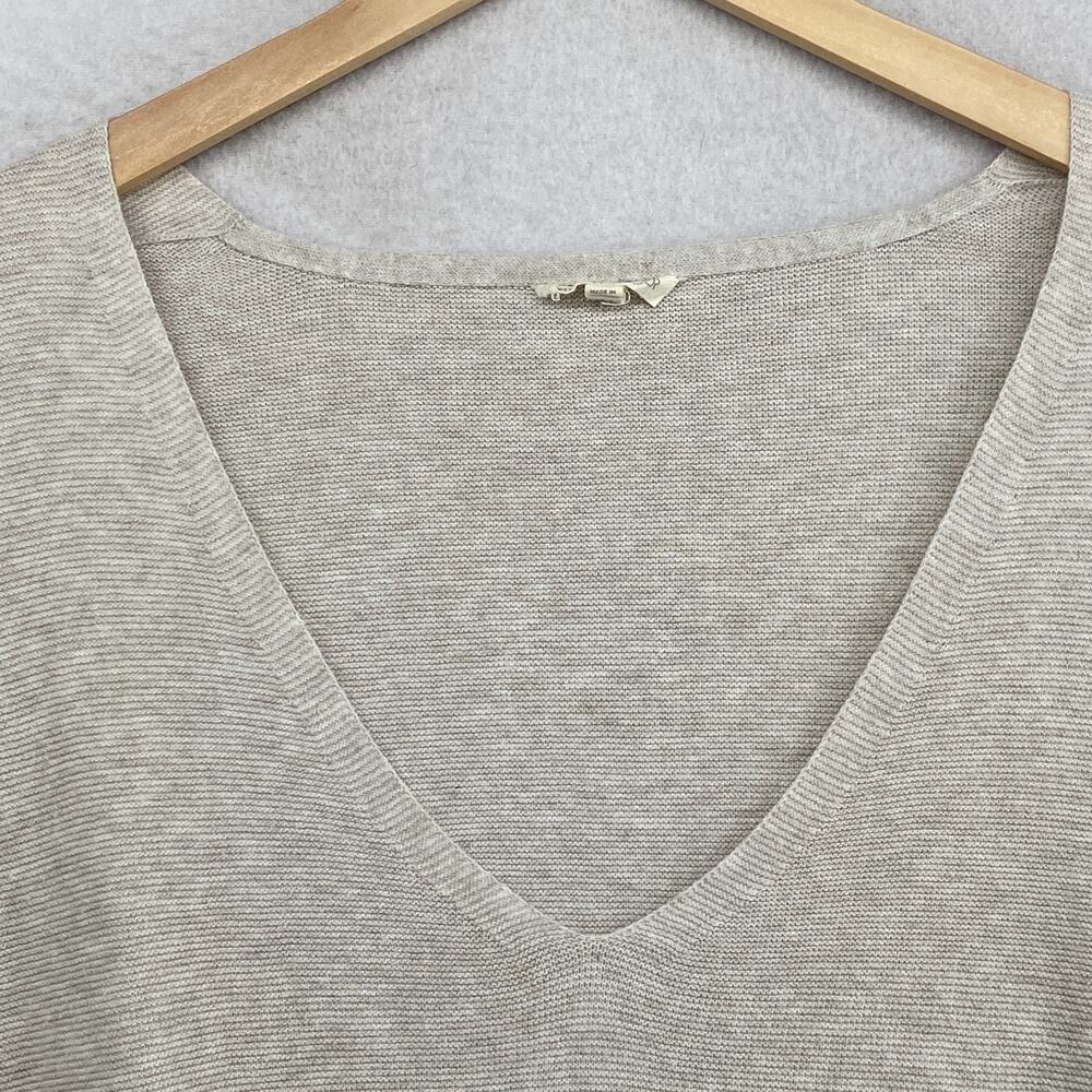 EILEEN FISHER Sweater XL Organic Cotton Deep V-Neck Tunic Dolman Sleeve Beige - Picture 3 of 11